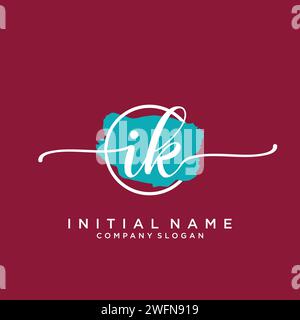 IK Initial handwriting logo with circle Stock Vector