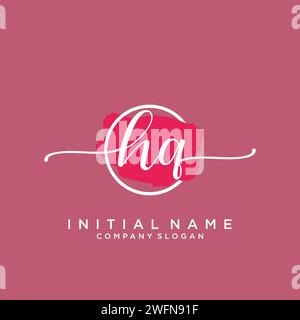 HQ Initial handwriting logo with circle Stock Vector