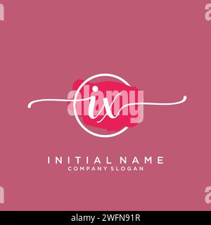 IX Initial handwriting logo with circle Stock Vector