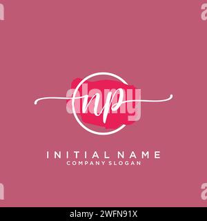 NP Initial handwriting logo with circle Stock Vector