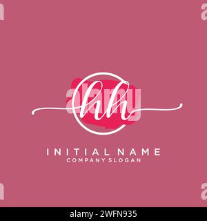 HH Initial handwriting logo with circle Stock Vector