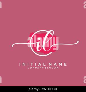 IL Initial handwriting logo with circle Stock Vector