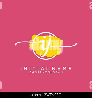 IJ Initial handwriting logo with circle Stock Vector