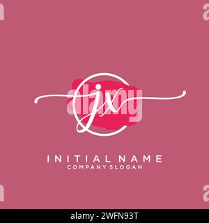 JX Initial handwriting logo with circle Stock Vector