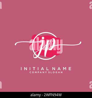 JP Initial handwriting logo with circle Stock Vector