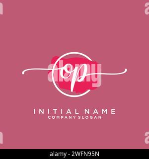 OP Initial handwriting logo with circle Stock Vector