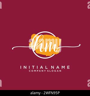 HM Initial handwriting logo with circle Stock Vector