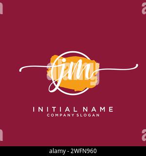 JM Initial handwriting logo with circle Stock Vector