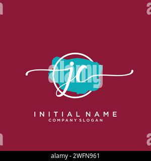 JC Initial handwriting logo with circle Stock Vector
