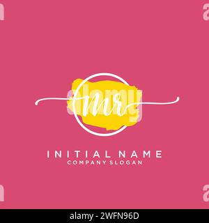 MR Initial handwriting logo with circle Stock Vector