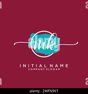 MK Initial handwriting logo with circle Stock Vector