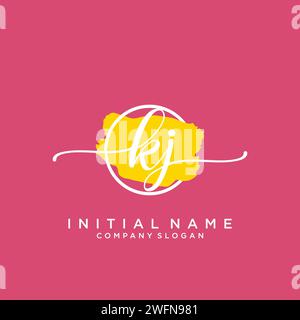 KJ Initial handwriting logo with circle Stock Vector