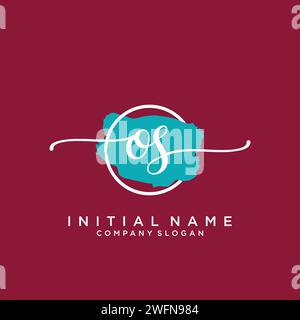 OS Initial handwriting logo with circle Stock Vector