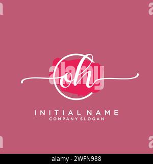 OH Initial handwriting logo with circle Stock Vector