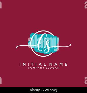 LS Initial handwriting logo with circle Stock Vector