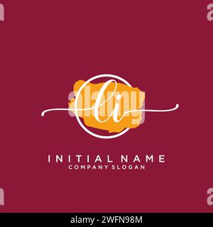 LI Initial handwriting logo with circle Stock Vector