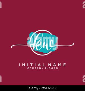 KW Initial handwriting logo with circle Stock Vector