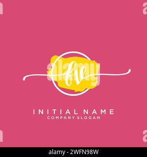 FV handwriting logo with circle template vector logo of initial ...
