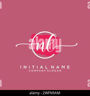 NL Initial handwriting logo with circle Stock Vector