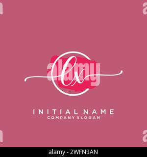 LX Initial handwriting logo with circle Stock Vector