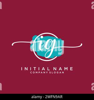 IG Initial handwriting logo with circle Stock Vector