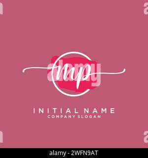MP Initial handwriting logo with circle Stock Vector