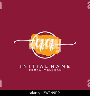 QQ Initial handwriting logo with circle Stock Vector