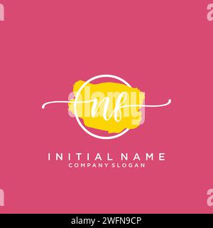 NF Initial handwriting logo with circle Stock Vector