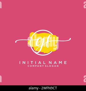 GF Initial handwriting logo with circle Stock Vector