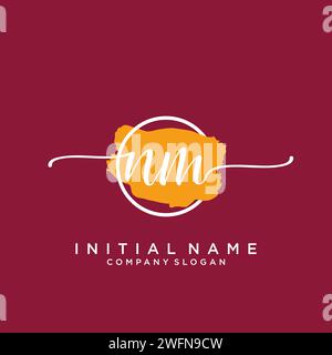 NM Initial handwriting logo with circle Stock Vector