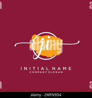 JI Initial handwriting logo with circle Stock Vector