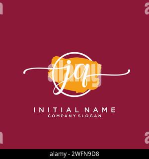 JQ Initial handwriting logo with circle Stock Vector