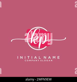 KP Initial handwriting logo with circle Stock Vector