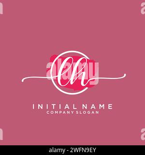 LH Initial handwriting logo with circle Stock Vector