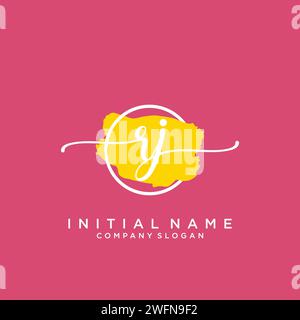 RJ Initial handwriting logo with circle Stock Vector