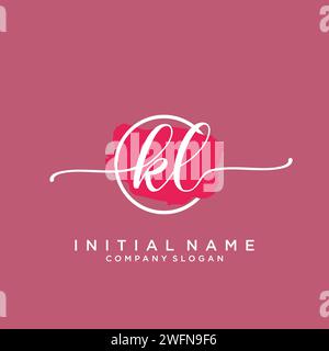 KL Initial handwriting logo with circle Stock Vector