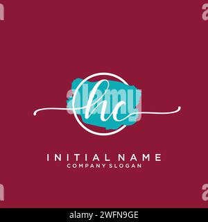 HC Initial handwriting logo with circle Stock Vector
