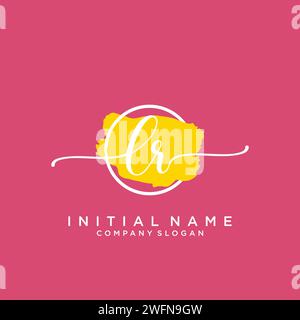 LR Initial handwriting logo with circle Stock Vector
