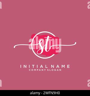 ST Initial handwriting logo with circle Stock Vector