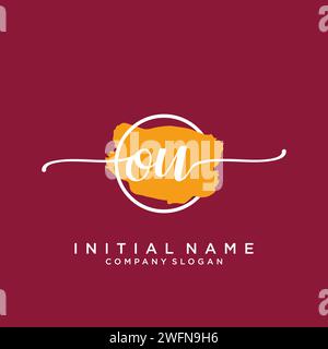 OU Initial handwriting logo with circle Stock Vector