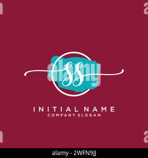 SS Initial handwriting logo with circle Stock Vector