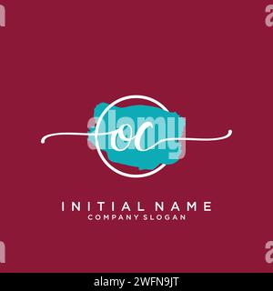 OC Initial handwriting logo with circle Stock Vector