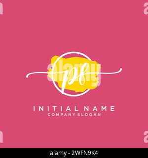 PF Initial handwriting logo with circle Stock Vector