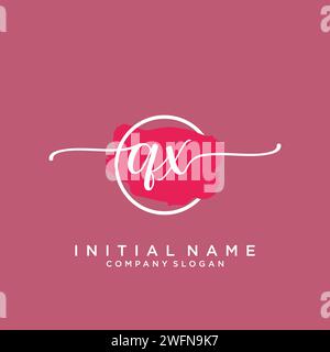 QX Initial handwriting logo with circle Stock Vector