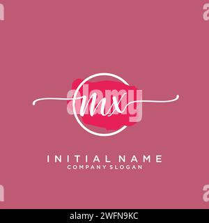 MX Initial handwriting logo with circle Stock Vector