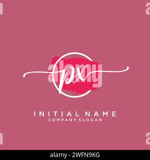PX Initial handwriting logo with circle Stock Vector