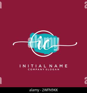 IC Initial handwriting logo with circle Stock Vector