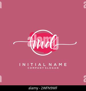 MD Initial handwriting logo with circle Stock Vector
