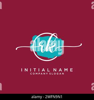 RK Initial handwriting logo with circle Stock Vector