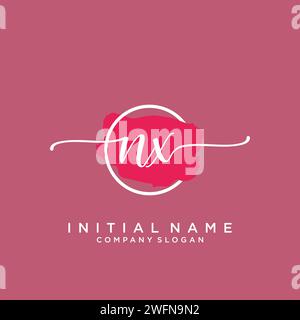 NX Initial handwriting logo with circle Stock Vector